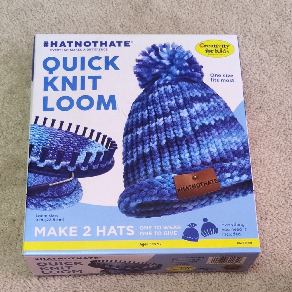 Quick Knit Loom Kit with Two Blue Hats